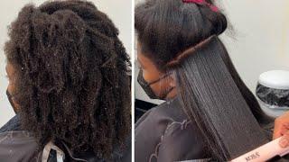 Silk Press on Thick natural hair | Cassandra Olivia