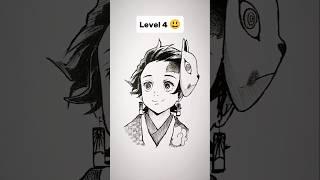 How to Draw Tanjiro in different levels  #shorts #anime #drawing