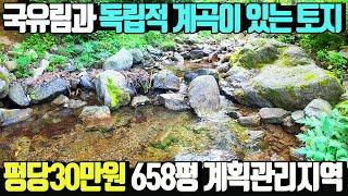 국유림과 나만의 계곡에 접한 평당30만원 양평땅! /계획관리지역 펜션,캠핑장, 별장부지추천 토지658평 매매가1억9800만원 / 양평우리부동산 매물번호1717 [양평토지 급매물]