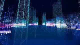 futuristic matrix hologram city seamless loop digital blueprint of buildings with binary