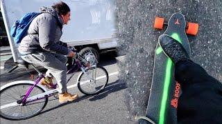 MOTORIZED SKATEBOARD VS. BIKE iN NYC