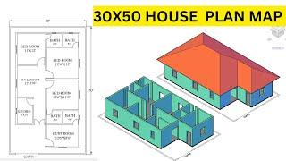 30x50 House Plan |30x50 House Design | 30x50 House Plan 2D&3D