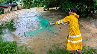 Pescando y cocinando en medio de la TORMENTA SARA fuertes lluvias