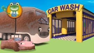 Cleaning Muddy Trucks in the Car Wash with Gecko's Garage | Trucks For Children