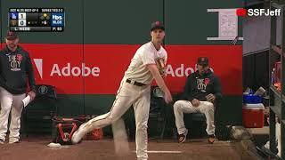 Tyler Rogers overhand warmups in bullpen