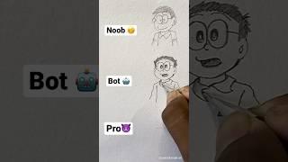 How to draw nobita doraemon noob to pro #shorts #short #drawing #art #cartoon