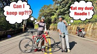 ROAD BIKE VS DOWNHILL SKATEBOARDER 