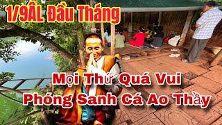 Ngày 3/10, Mùng 1 Âm Lịch Cốc thầy Minh Tuệ đón đoàn khách Đầu Tiên và Phóng Sanh Cá trong ao Thầy