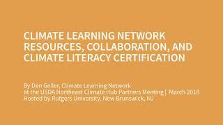 Climate Learning Network Resources, Collaboration, and Climate Literacy Certification