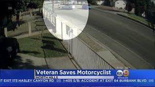 VIDEO: Veteran Saves Motorcyclist Who Was Catapulted In Crash