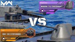 NEW Mark-71 (203mm) Vs SH-16 (155mm) | Gacha Vs Free | Modern Warship Cannon Comparison