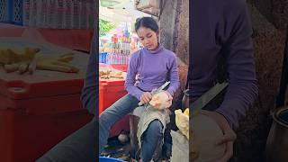 Amazing! Cambodian Girls Coconut Fruit Cutting Skills