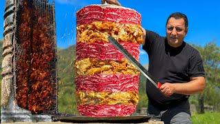 Layered Doner Kebab From Two Types Of Meat At Once! Uncle Pleases Little Guests