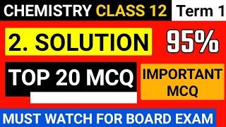 Class 12 Chemistry Chapter 2 Solution MCQ | Term 1 Chemistry Class 12 Important MCQ