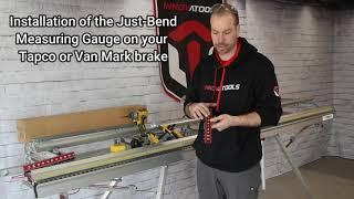 Instructions on how to install the Just-Bend measuring tool on your Tapco* or VanMark** brake