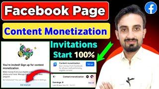 Facebook Content Monetization Invitation Start | Content Monetization Setup Available