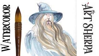 Easy how to paint Gandalf the Grey in watercolor with the Art Sherpa | TheArtSherpa