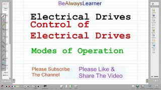 015 || Modes of Operations || Control of Electrical Drives | Electrical Drives