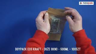 Doypack eco kraft duże okno 500ml 100szt