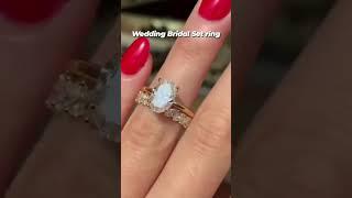 Oval Solitaire Ring Stacked With Wedding Band #bridalringset #stackablerings #ringset #trending
