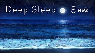 8 Hours Ocean Waves at Night for Deep Sleep - Relaxing Tropical Beach at Night for Sleeping