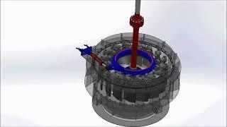 3D simulation Kaplan turbine Siapro 360 kW, runner, wicket gates, hydro electricity renewable energy