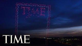 Fly Through A 100 Meter Tall TIME Magazine Cover Made With 958 Drones | TIME