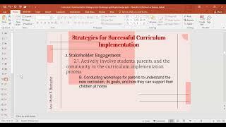 Curriculum  Implementation Strategies and Challenges