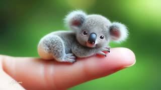 Animation of tiny koala lying on a person's finger