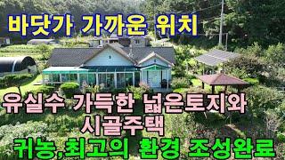[매물1313]태안군 바닷가 가까운 위치,소나무 가득한 산중분위기의 넓은 토지와 전원주택, 온갖 유실수가 잘 가꿔진 토지와 귀농생활 최고의 조건[태안사랑 넘버원 현대공인중개사사무소