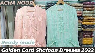 Agha Noor "New Arrivals" Dresses 2022. || Stitched Golden Card Shafoon Dresses. Ready to wear.