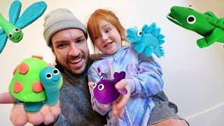 ANiMAL ZOO Transfer!!  Adley & Dad build a play doh pet neighborhood and pretend vet doctor check up