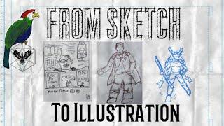 My Game Master Portrait plus 2 Character Creations: From rough sketches to illustrations