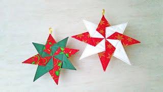 DIY Kaleidoscope Star Quilted Christmas Ornaments