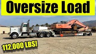 112,000 lb Oversized Load! Hitachi 330LC on Cozad 16 Tire