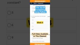 Week 4 The Joy of Computing Using Python #nptel #assignment #solved #swayam #shorts