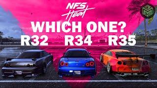 Which GT-R is the BEST for RACING? Need for Speed Heat Skyline Testing R32 vs R34 vs R35