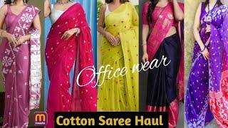 Best Officewear Saree Collection// New Cotton Saree Haul// Designer Cotton Saree//