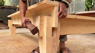 Extremely Ingenious Skills Woodworking Worker || Making Cross Joints Bed Monolithic Wood Projects