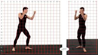 Athletic Male Thigh Kick - Grid Overlay. Animation Reference Body Mechanics