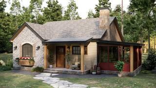 29'x36' (9x11m) What An Amazing Cabin Home |  Cozy & Charm | 2-Bedroom Small House Ideas.