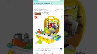 Cable World Plastic Luxury Kitchen Set Cooking Toy with Briefcase and Accessories (Yellow)