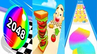 Ball Run 2048 VS Sandwich Runner VS Canvas Run - Android iOS Gameplay Ep 1