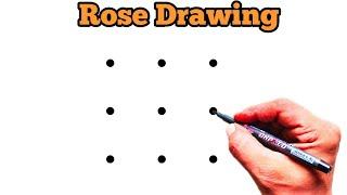 ROSE Drawing Easy | How to Draw a Rose step by step | Dots Drawing