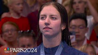 Kate Douglass takes in 'The Star-Spangled Banner' after 200m breaststroke gold | Paris Olympics