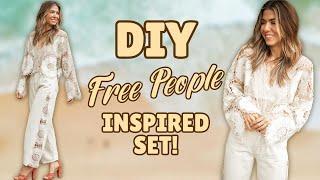 $6 Free People Inspired Top + Pants! (Tablecloth UPCYLE!?| DIY w/ Orly Shani