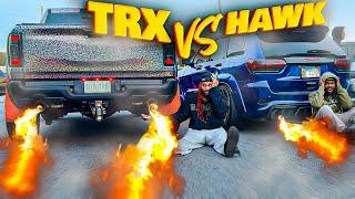 WHY IS MY TRX SHOOTING GREEN FLAMES ? TRX VS SHAY V TRACK HAWK !!!