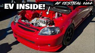 TESLA Swapped EV Honda Civic, VIP & SEMA Builds at AF FESTIVAL 2024 Car Show + OEM PLUS AP1 S2000