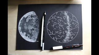 Pastel / Posca Pen Timelapse - Creating a Moon & Stars Birthday Gift