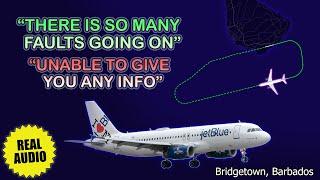 “There is so many faults”. JetBlue A320 has multiple failures on takeoff from Bridgetown. Real ATC